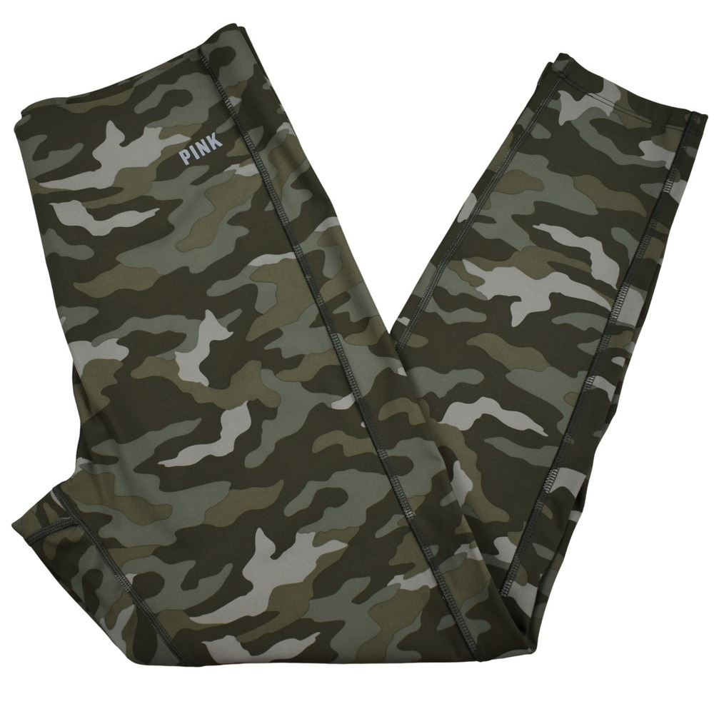 PINK Victoria's Secret Compression Leggings Womens XL Green Camo High Waisted